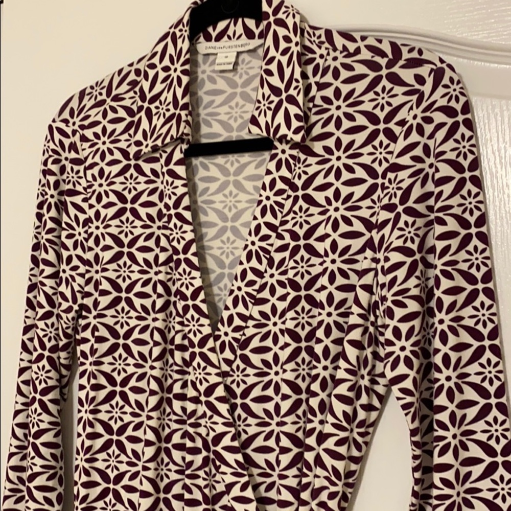 Diane von furstenberg long sleeve silk jersey patterned wrap dress - Picture 6 of 6